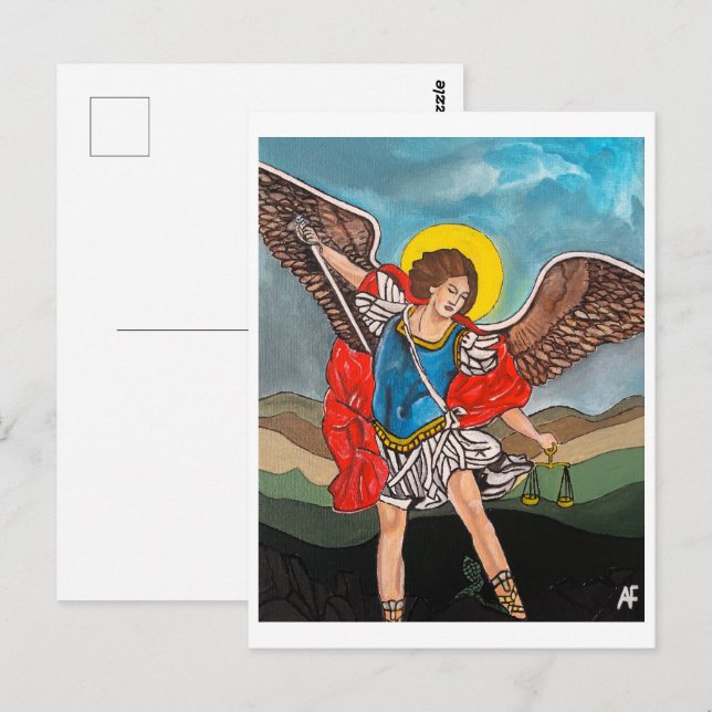 Saint Michael the Archangel Painting by Alfred Fox Postcard (Front/Back)