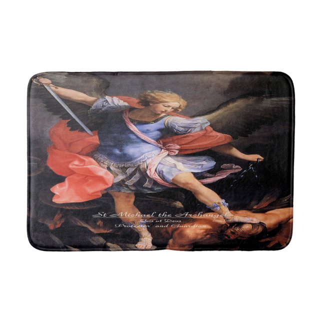 Saint Michael The Archangel Quis ut Deus Bath Mat (Front)