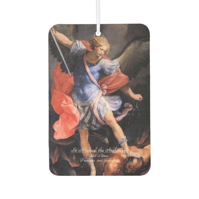 Saint Michael the Archangel with Prayer Car Air Freshener (Front)