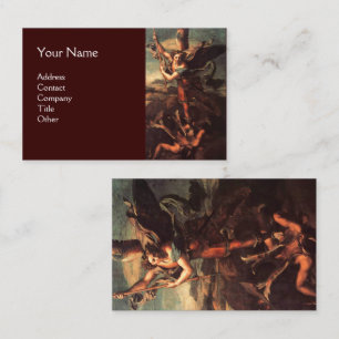 SAINT MICHAEL VANGUISHING SATAN Brown Business Card