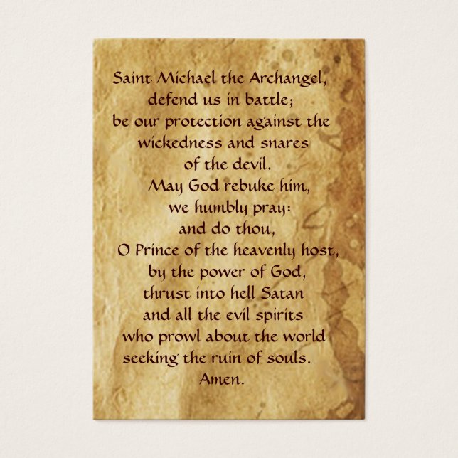 SAINT MICHAEL VANGUISHING SATAN Prayer Card (Front)