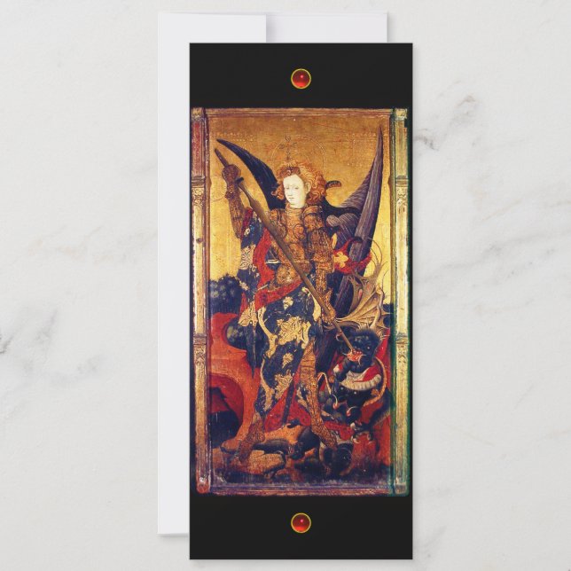 Saint Michael Vanguishing the Devil, red ruby Invitation (Front)