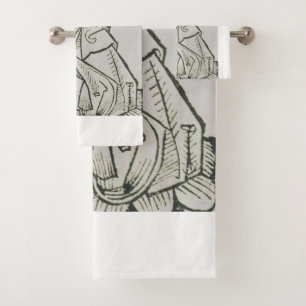 Saint Monica Medieval Minimalist Line Art Bath Towel Set