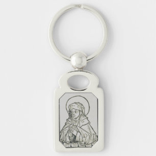Saint Monica Medieval Minimalist Line Art Key Ring