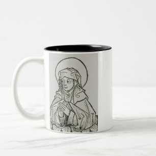 Saint Monica Medieval Minimalist Line Art Two-Tone Coffee Mug