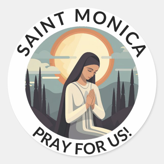 Saint Monica Round Sticker (Front)