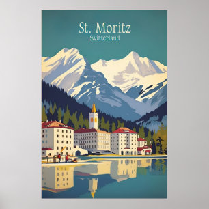Saint Moritz,Switzerland Ski Travel Poster