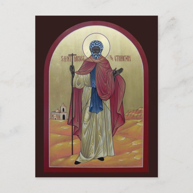 Saint Moses the Ethiopian Prayer Card (Front)