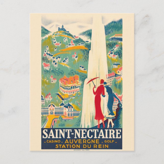 Saint-Nectaire France Vintage Poster Postcard (Front)
