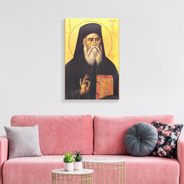 Saint Nectarios of Aegina Orthodox Icon Canvas Print (Insitu(LivingRoom))