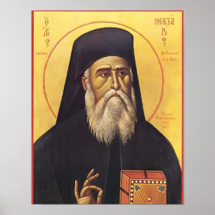 Saint Nectarios of Aegina Orthodox Icon Poster