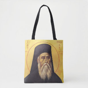 Saint Nectarios of Aegina Orthodox Icon Tote Bag
