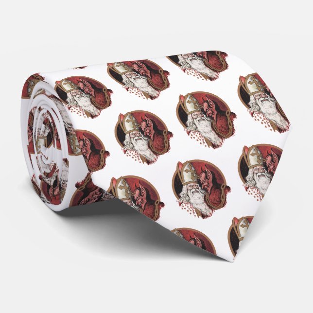 Saint Nicholas and Krampus Tie (Rolled)