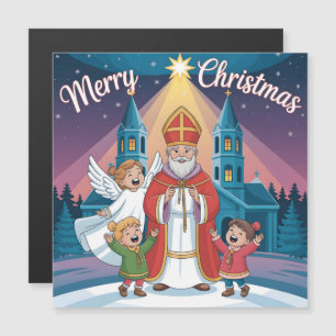 Saint Nicholas, Angel, and Children Christmas 
