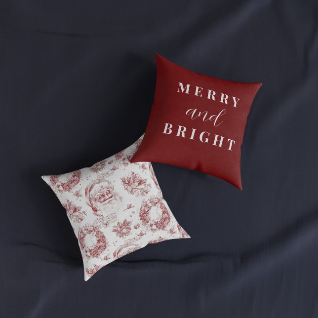 Saint Nicholas Decoupage French Country Red Toile  Cushion (Creator Uploaded)