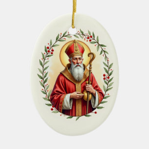 Saint Nicholas God's Peace and Blessings Scripture Ceramic Tree Decoration