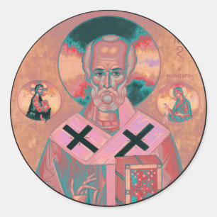 Saint Nicholas Icon Classic Round Sticker