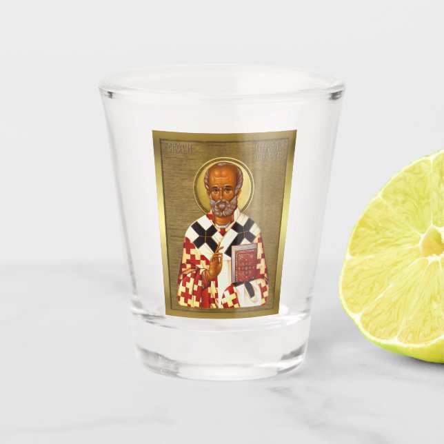 Saint Nicholas Keychain eng 1 Shot Glass (Front)