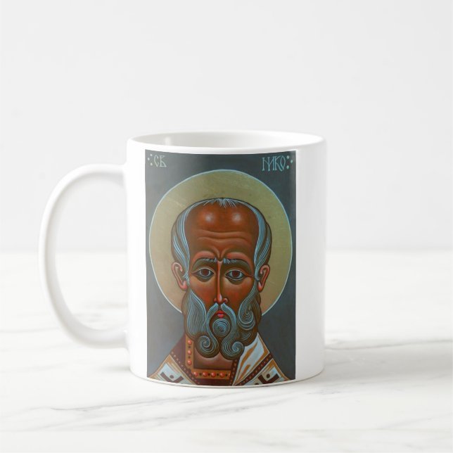 Saint Nicholas of Myra Helper of the Needy Art Coffee Mug (Left)