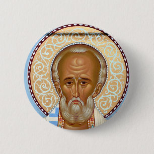Saint Nicholas of Myra Premium Orthodox Art 6 Cm Round Badge