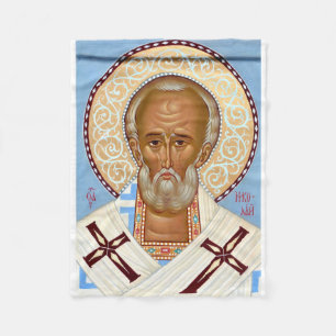 Saint Nicholas of Myra Premium Orthodox Art Fleece Blanket