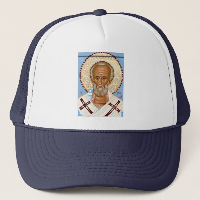 Saint Nicholas of Myra Premium Orthodox Art Trucker Hat (Front)