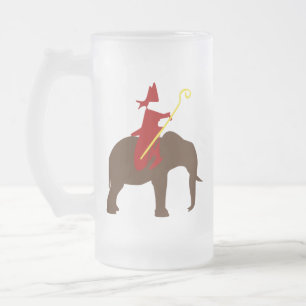 Saint Nicholas on an elephant Frosted Glass Beer Mug