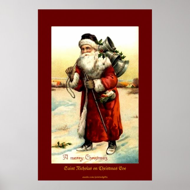 SAINT NICHOLAS on CHRISTMAS EVE Vintage Print (Front)