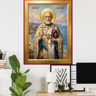 Saint Nicholas orthodox  icon Poster
