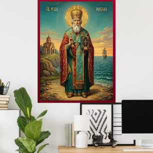 Saint Nicholas orthodox  icon Poster