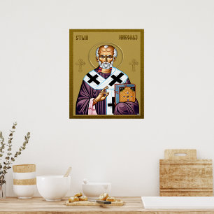 Saint Nicholas orthodox icon, Serbian 01 Poster