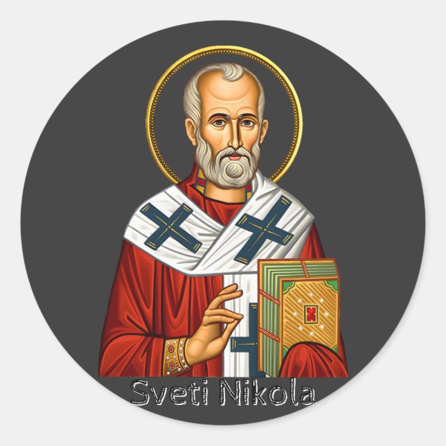 Saint Nicholas orthodox serbian letter icon  Classic Round Sticker (Front)