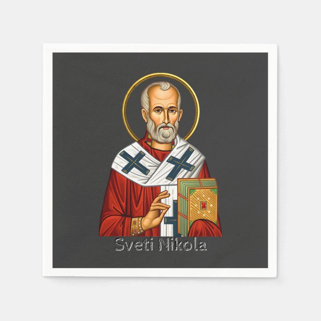 Saint Nicholas orthodox serbian letter icon  Napkin (Front)