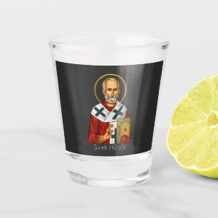 Saint Nicholas orthodox serbian letter icon  Shot Glass