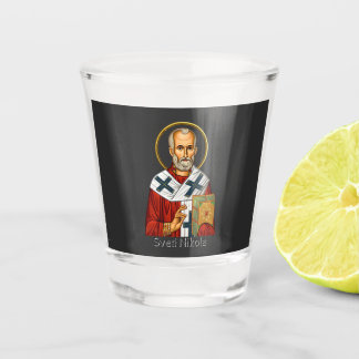 Saint Nicholas orthodox serbian letter icon  Shot Glass