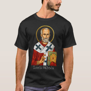 Saint Nicholas orthodox serbian letter icon  T-Shirt