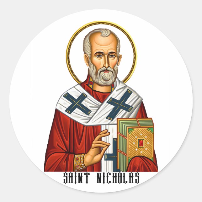 Saint Nicholas orthodox serbian saints icon Classic Round Sticker (Front)