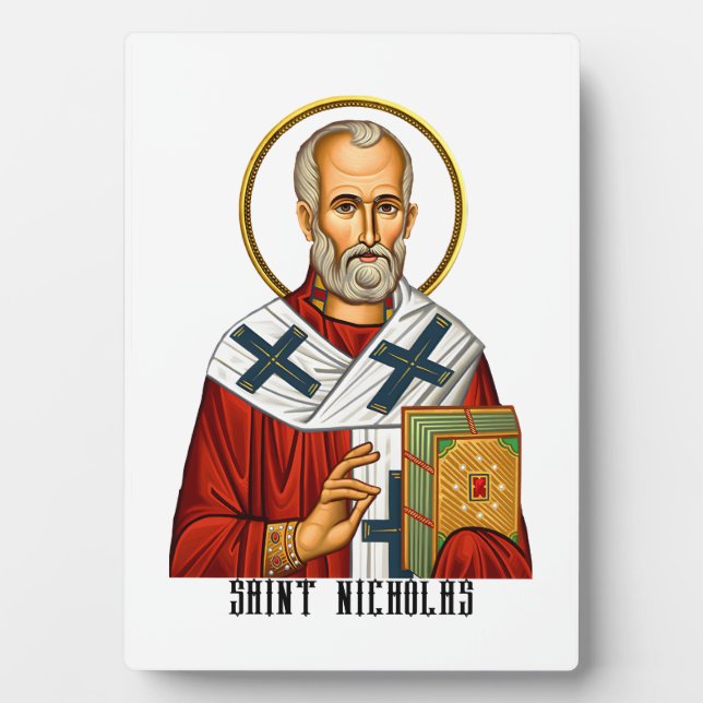 Saint Nicholas orthodox serbian saints icon Plaque (Front)