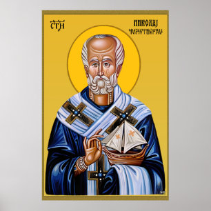 Saint Nicholas, Orthodox Slavic icon Poster