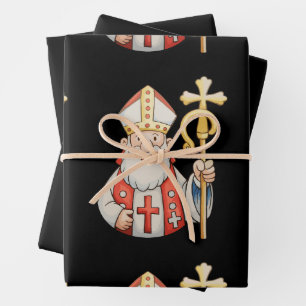 Saint Nicholas Santa Patron Of Christmas Xmas Wrapping Paper Sheet
