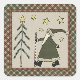 Saint Nick Holiday Scene Square Sticker