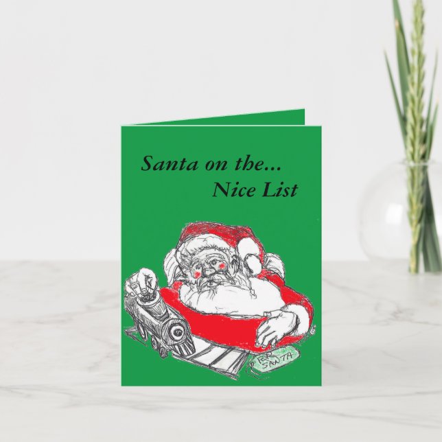 Saint Nick Santa Claus Sketch Folded Christmas Holiday Card (Front)