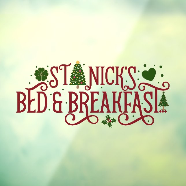 Saint Nick's bed breakfast Christmas business Window Cling (Sheet 3)
