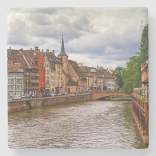 Saint-Nicolas dock in Strasbourg, France Stone Coaster
