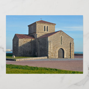 Saint Nicolas Priory at Les Sables d'Olonne Foil Holiday Postcard