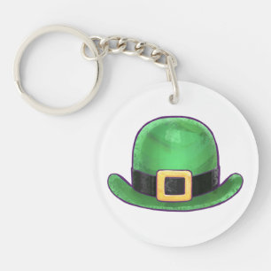 Saint Paddys Day Green Derby Hat Key Ring