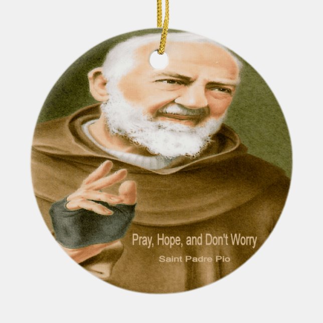 Saint Padre Pio Ceramic Tree Decoration (Front)