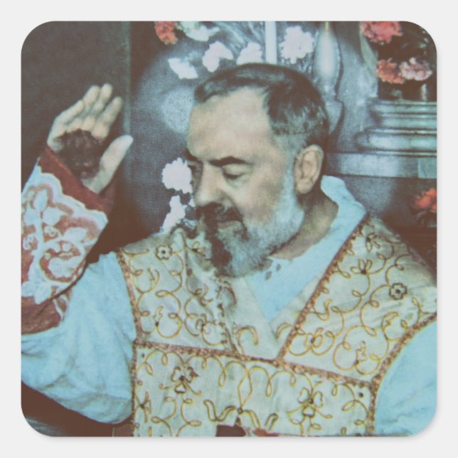 Saint Padre Pio Square Sticker (Front)