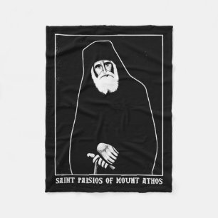 Saint Paisios Of Mount Athos Greek Orthodox Christ Fleece Blanket