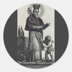Saint Patrick Apostle of Ireland Monochrome Art Classic Round Sticker